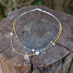 Collier double rang en calcite jaune