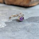 Bague ajustable améthyste argent