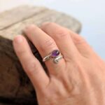 Bague ajustable améthyste argent