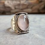Bague ethnique quartz rose argent DOUCEUR