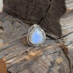Bague pierre de lune argent ajustable