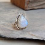 Bague pierre de lune argent ajustable