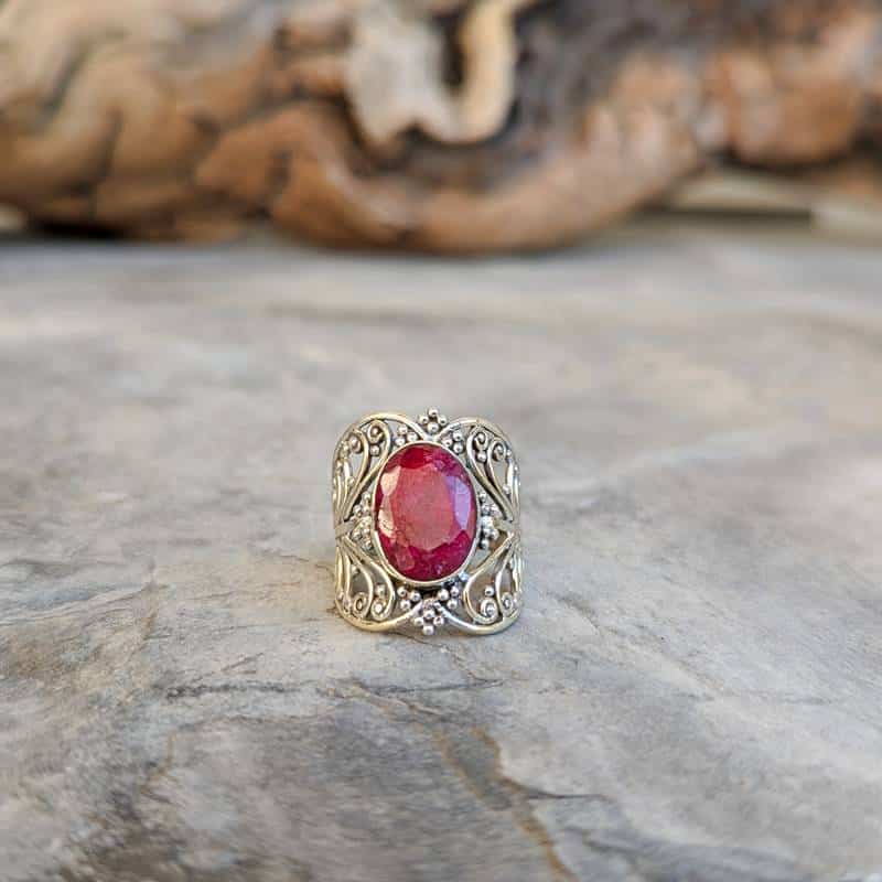 Bague rubis indien argent