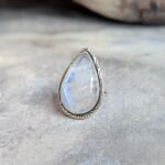 Grosse bague en pierre de lune argent