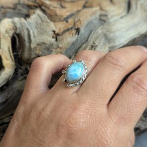 Bague larimar argent ajustable AQUA