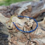 Bracelet lapis lazuli ajustable doré