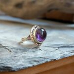 Bague ethnique chic améthyste argent