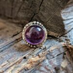 Bague ethnique chic améthyste argent