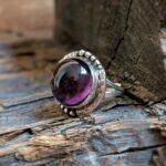 Bague ethnique chic améthyste argent