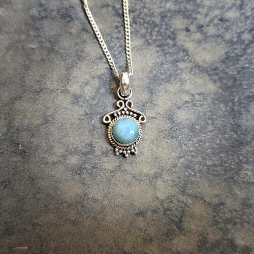 Petit pendentif larimar argent AMOUR