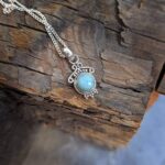 Petit pendentif larimar argent AMOUR