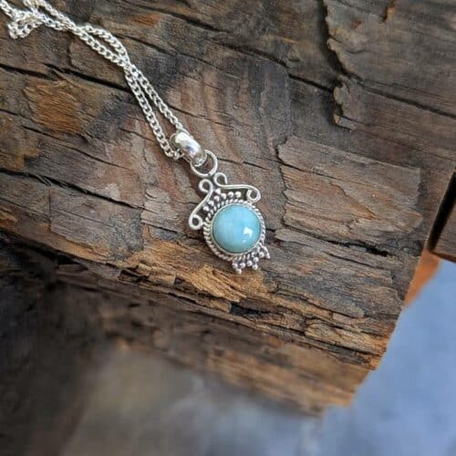 Petit pendentif larimar argent AMOUR