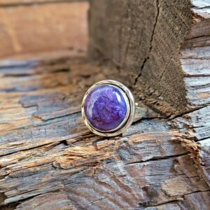 Bague charoïte argent ajustable