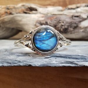 Bracelet jonc labradorite argent