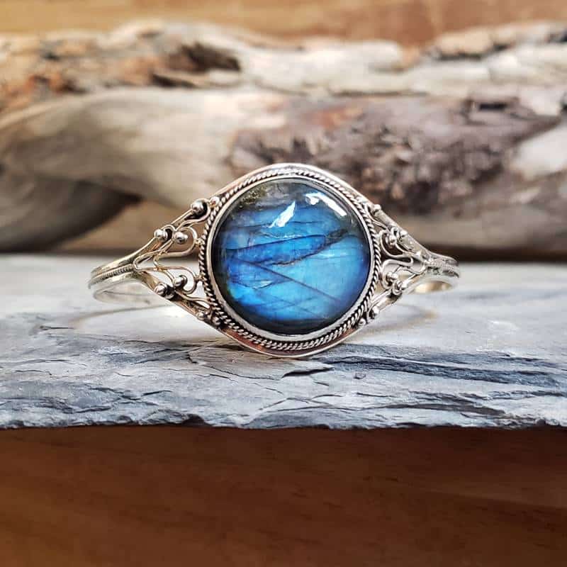 Bracelet jonc labradorite argent Bracelet jonc labradorite argent