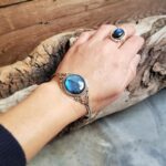 Bracelet jonc labradorite argent