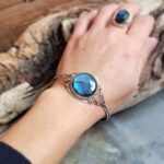 Bracelet jonc labradorite argent