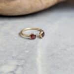 Bague ajustable grenat DUO