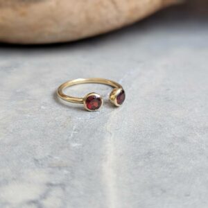 Bague ajustable grenat DUO