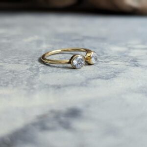 Bague ajustable pierre de lune DUO