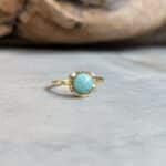 Bague amazonite et zircons FLEUR