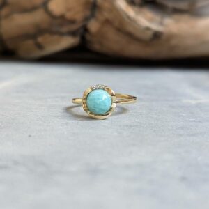 Bague amazonite et zircons FLEUR