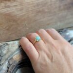 Bague amazonite et zircons FLEUR