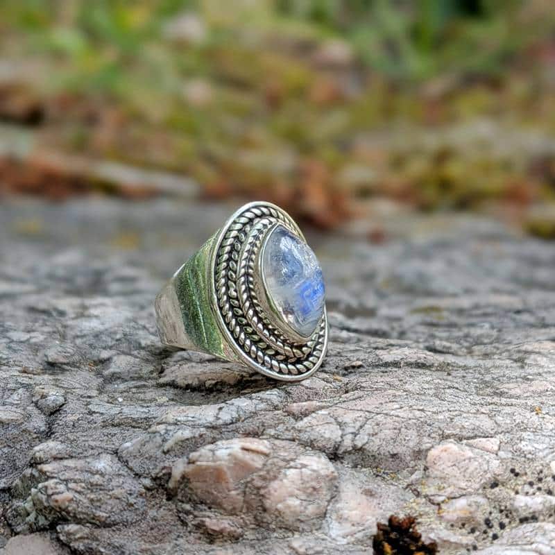 Bague ethnique argent et pierre