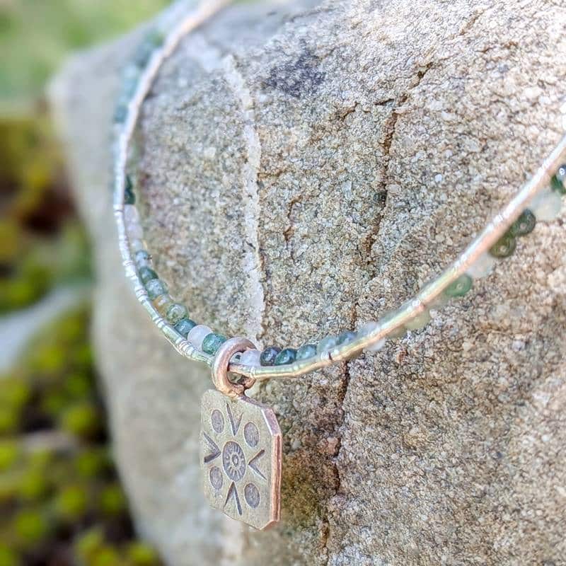 Collier argent et agate mousse Collier argent et agate mousse