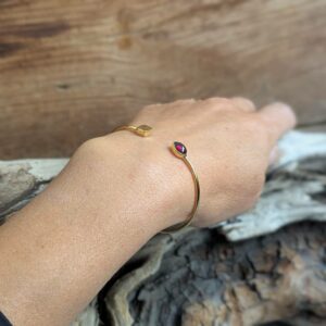 Jonc ouvert grenat doré