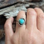 Bague ethnique amazonite argent ajustable COEUR