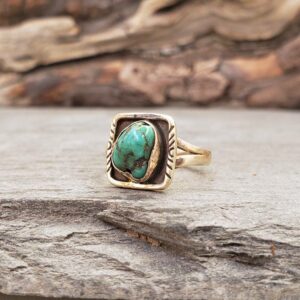 Bague ajustable turquoise argent PUSHKAR