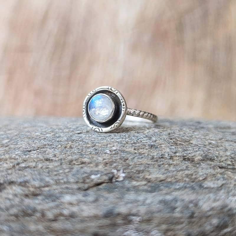 Bague artisanale pierre de lune argent ARYA Bague artisanale pierre de lune argent ARYA