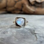 Bague ethnique pierre de lune argent ajustable COEUR