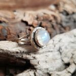 Bague ethnique pierre de lune argent PASTILLE