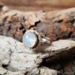Bague ethnique pierre de lune argent PASTILLE