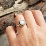 Bague ethnique pierre de lune argent PASTILLE