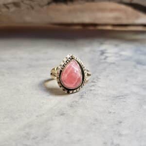Bague ethnique rhodochrosite argent GOUTTE