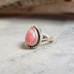 Bague ethnique rhodochrosite argent GOUTTE