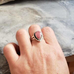 Bague ethnique rhodochrosite argent GOUTTE