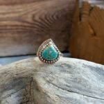 Bague ethnique turquoise argent ajustable PAON