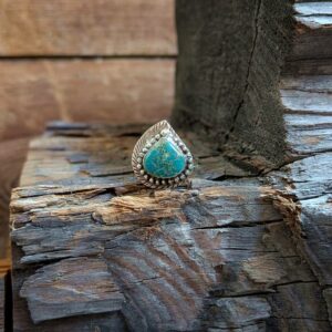 Bague ethnique turquoise argent ajustable PAON