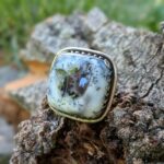 Bague opale dendritique argent ajustable