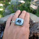 Bague opale dendritique argent ajustable