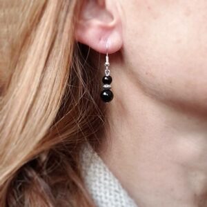 Boucles d'oreilles onyx noir YIN YANG