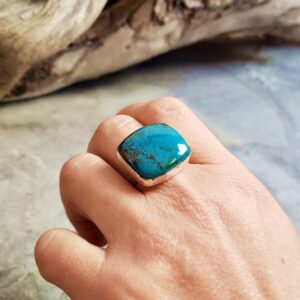 Grosse bague argent chrysocolle CLEOPATRE