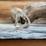 Grosse bague ethnique en jaspe rouge argent