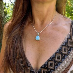 Pendentif larimar argent AMOUR