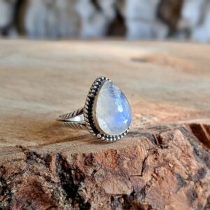 Bague ethnique pierre de lune argent SITA