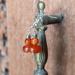 Boucles d'oreilles en cornaline rouge